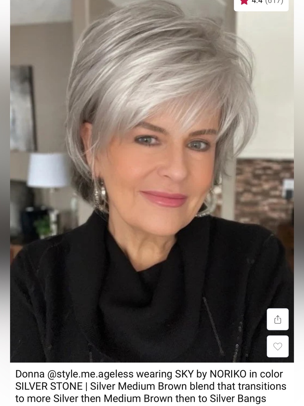 Sky wig by Noriko short layered bob in color Silver Stone